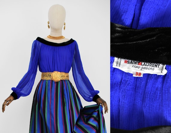 SAINT LAURENT blouse, vintage 1980s silk and velve