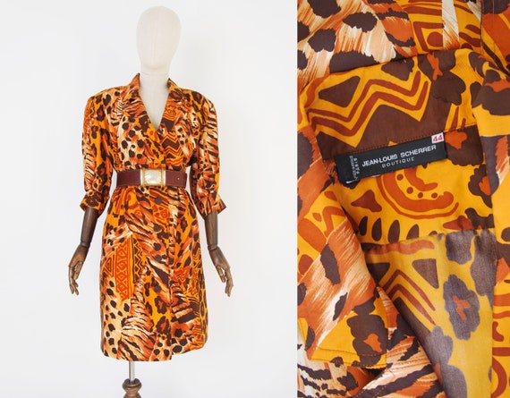 SCHERRER silk dress. ethnic, animal print. African