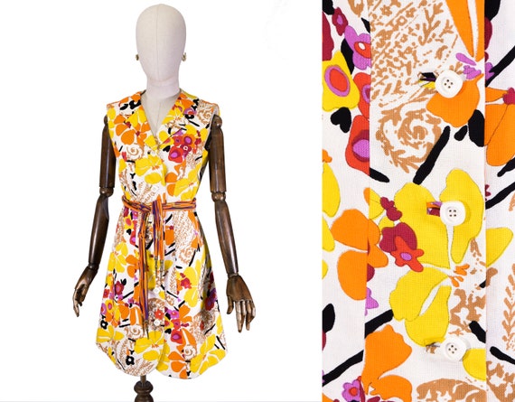 VINTAGE cotton dress, vintage 1960s floral print d