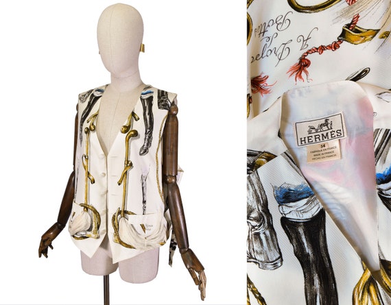 HERMES silk vest, vintage Hermes Vest A Propos De