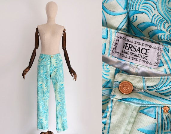 VERSACE Jeans Signature teal and light green baroq