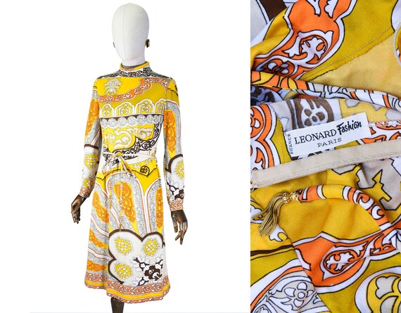 LEONARD vintage dress, 1970s vintage LEONARD print