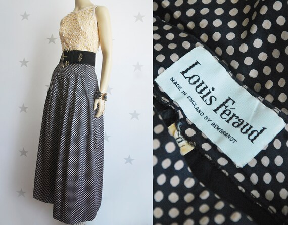 LOUIS FERAUD skirt. Vintage polka dot long skirt.