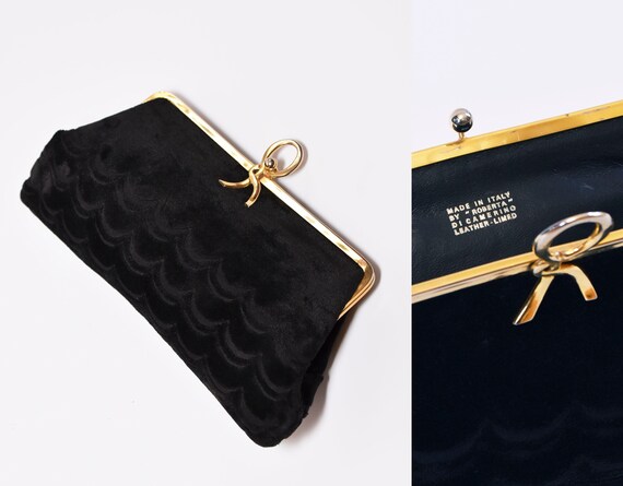ROBERTA DI CAMERINO black velvet clutch, Vintage R