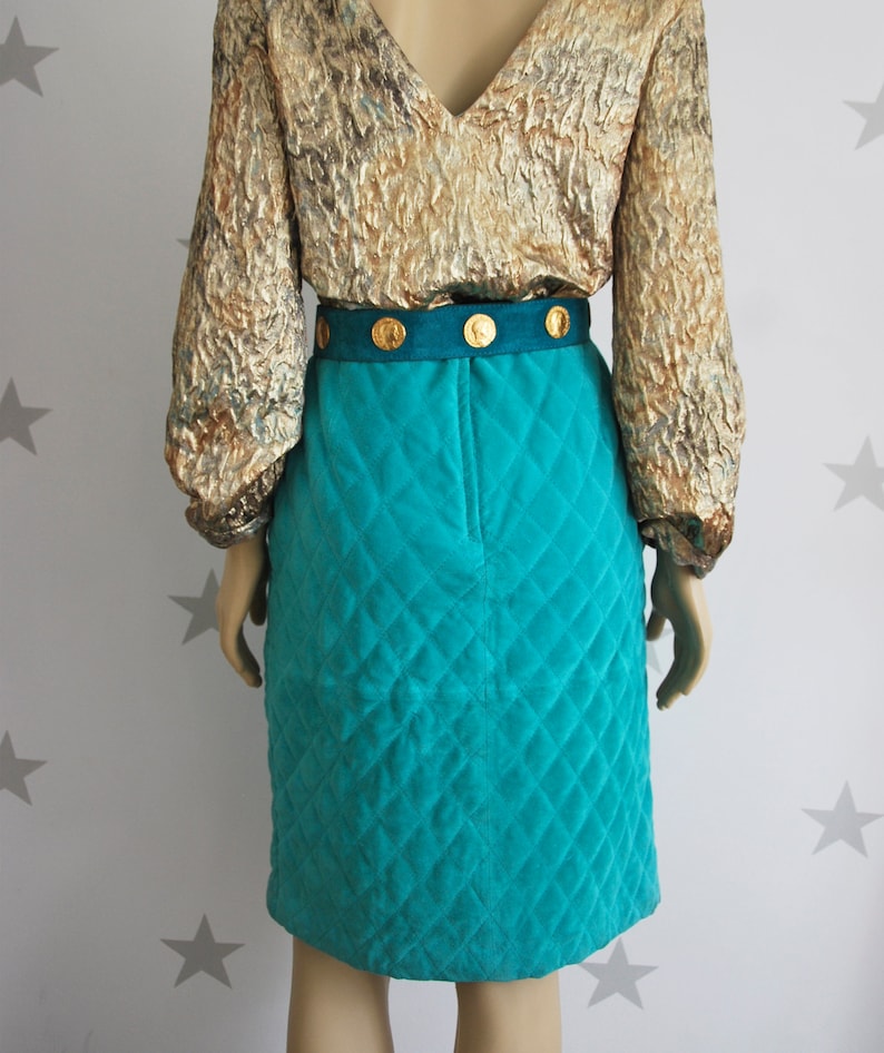 Vintage VALENTINO suede skirt 1980s authentic Valentino pencil skirt. vintage turquoise valentino suede skirt vintage skirt