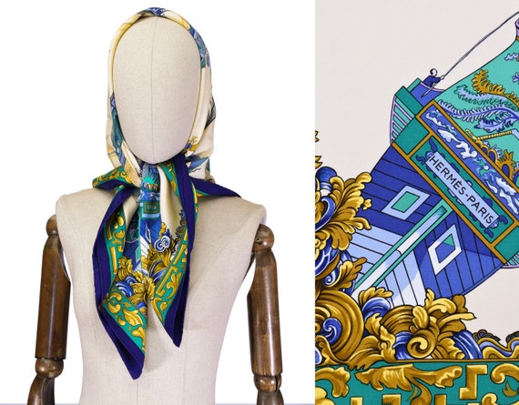 HERMES SILK Scarf Jonques et sampans scarf, 1990s