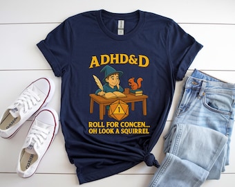 ADHD&D T-Shirt, Funny Wizard Gamer Tee, Tabletop RPG Humor, Unisex Softstyle Shirt