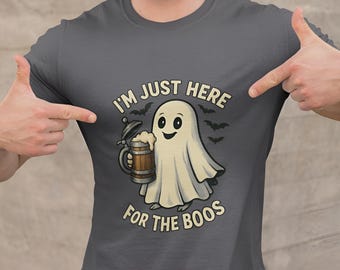 Ghost Drinking Beer Halloween T-Shirt, Spooky Boos Pub Crawl Tee