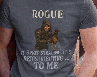 Rogue T-Shirt, DND Distressed Typography, Tabletop RPG Gamer Tee