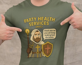 Funny Cleric T-Shirt, Party Health Services D&D Healer Tee, RPG Gamer Gift