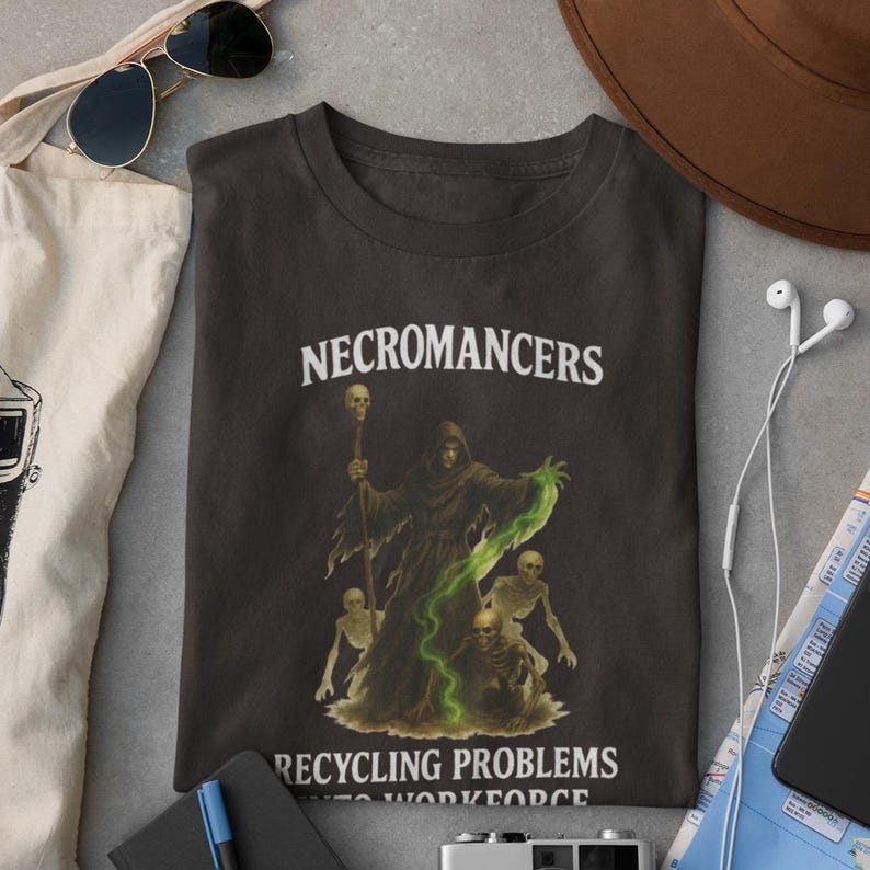 Grappig Necromancer Recycling D&D-T-shirt: humoristisch RPG-gamer-T-shirt afbeelding 7