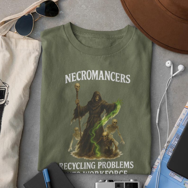 Grappig Necromancer Recycling D&D-T-shirt: humoristisch RPG-gamer-T-shirt afbeelding 6