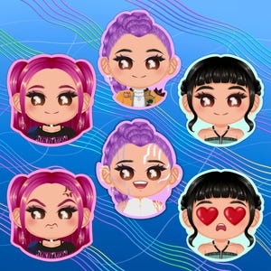 Huntrix Stickers | Rumi, Zoey, Mira | Kpop Demon Hunters