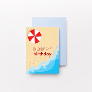 Druckbare Geburtstagskarte Alles Gute zum Geburtstag für Ihn Strand Geburtstagskarte für Sie Sofortiger Download Digitaler Download Sommer Geburtstagskarte