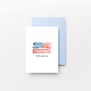 Tarjeta de Hola Verano para Imprimir Tarjeta de Verano para un Amigo Tarjeta de Felicitación Tarjeta de Verano con Bandera Americana Descarga Instantánea Descarga Digital 4 de Julio