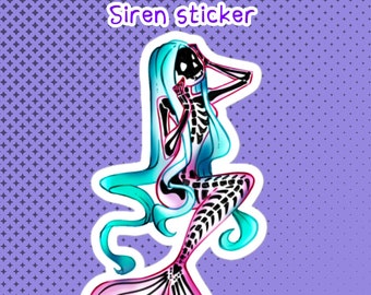 Siren Skeleton Mermaid Bubble-free sticker