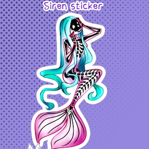 Sirene Skelett Meerjungfrau blasenfrei Sticker