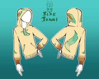 Leafeon cosplay inspired printed fabric hoodie or sweatshirt