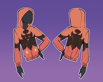 May include: A coral orange hoodie with a black bat graphic and a pumpkin design. The hoodie has a drawstring hood and a kangaroo pocket.