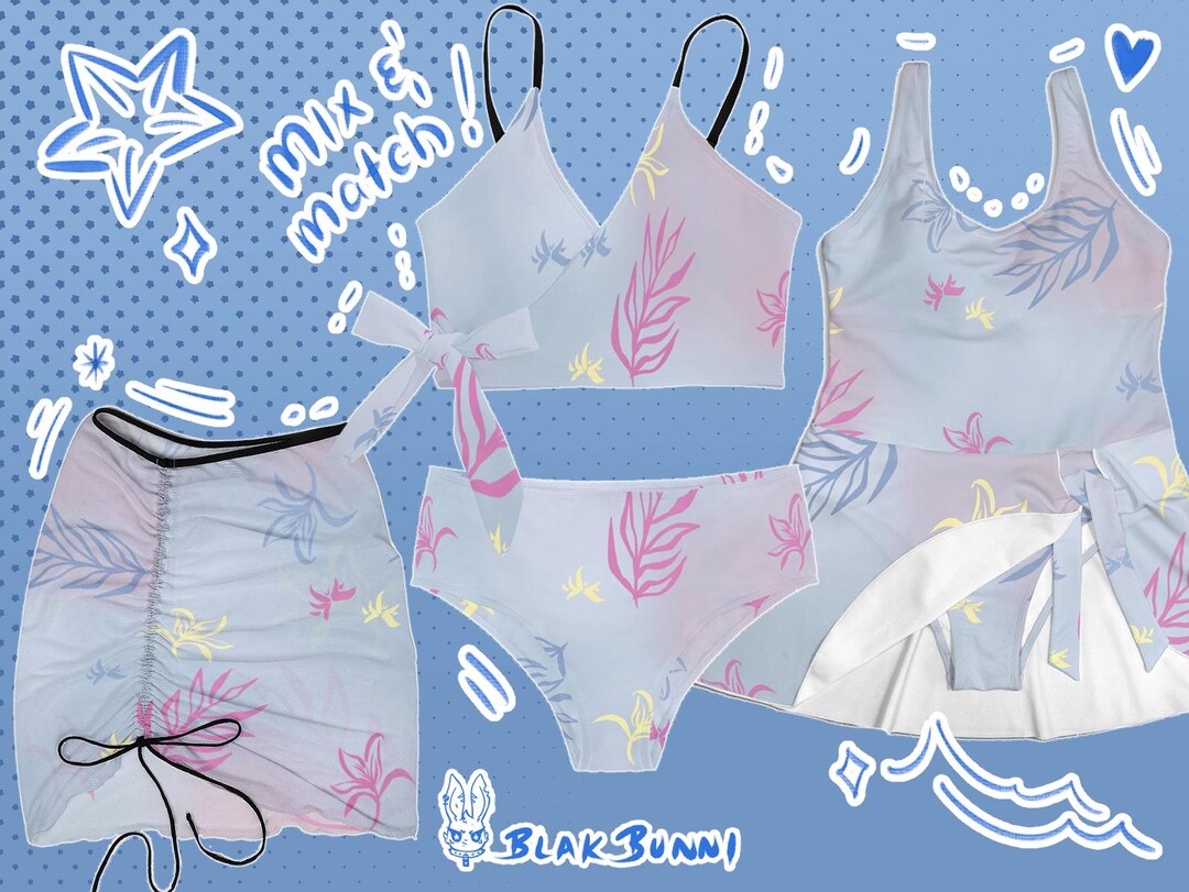 Azure Ripples Zayne MC Lads Cosplay Bikini Swimsuit Skirt Sarong
