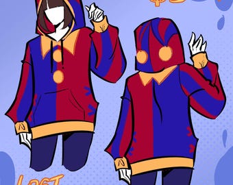 Pomni Jester casual cosplay printed fabric hoodie or sweatshirts