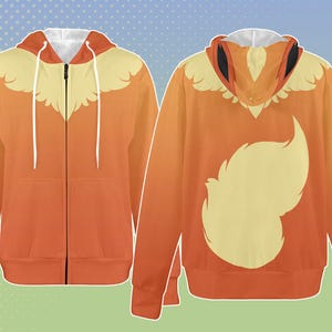 Flareon cosplay inspired printed fabric hoodie or sweatshirt