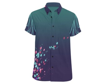 Caduceus cosplay printed button up shirt