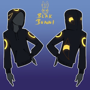 Umbreon cosplay inspired printed fabric hoodie or sweatshirt