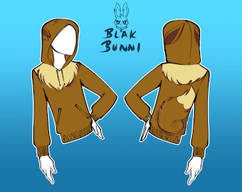 Eevee cosplay inspired printed fabric hoodie or sweatshirt