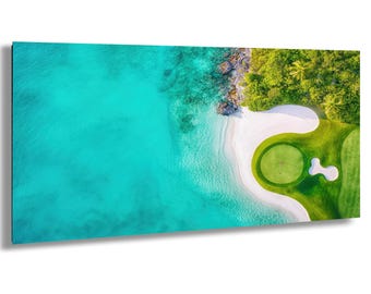 Tropical Golf Course Aerial Print: Hawaii Fairway Wall Art