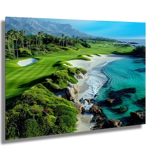 Stampa di un campo da golf tropicale: arte murale del fairway delle Hawaii