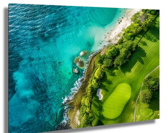 Tropical Golf Course Aerial Print: Hawaii Fairway Wall Art