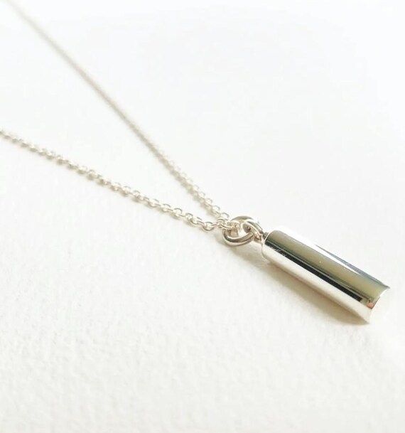 925 Sterling Silver Cylinder Necklace for Ashes, Memorial