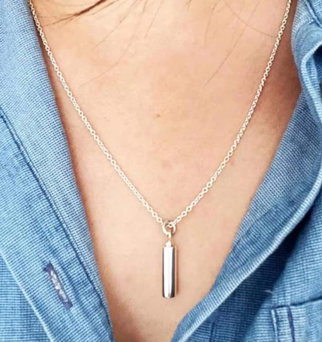 ◆STONEHENgE◆ Silver Cylinder Necklace SC25A20E Stonehenge Sterling Silver Pendant With 18