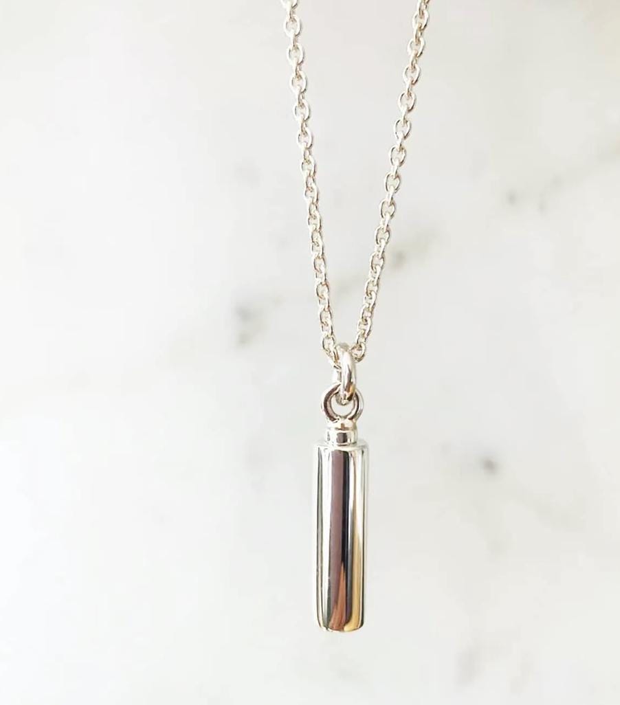 925 Sterling Silver Cylinder Necklace for Ashes, Memorial