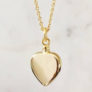 18K Gold Plated Heart Keepsake, gold heart ashes, gold heart memorial, gold heart ashes necklace, gold heart cremation necklace,