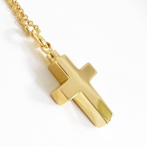18k Solid Gold Cross Ashes Necklace, solid gold ashes jewellery, 18ct gold cross ashes, ashes gold cross pendant,