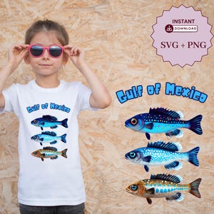 Peixe do Golfo do México SVG PNG Download Digital para Camisa Chapéu Macacão Roupas Infantis Impressão sob Demanda Clipart Arte Gráfica Uso Comercial