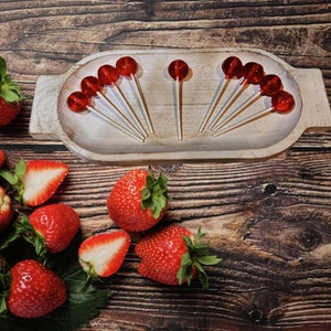 Homemade Strawberry Lollipops - 12 Pack