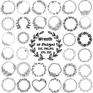 Wreath svg bundle, circle svg bundle, floral wreath svg, heart laurel wreath svg, wedding wreath svg, wreath monogram svg circle frame