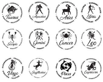 Stjärntecken SVG-paket, stjärntecken SVG, astrologitecken Svg, stjärnteckensymboler Svg, konstellationstecken Svg, astrologi, horoskop, för Cricut