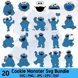 Keks-Monster SVG-Bundle, Elmo SVG, Cookie Png, Monster zwar, Monster-Cookie-Svg, Cricut-Dateien, Blaues Monster SVG, Cookie Clipart zum Basteln