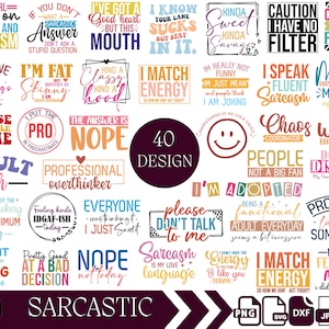 Sarcastic Quotes SVG Bundle: Funny Sassy Sayings, Cricut Cut Files
