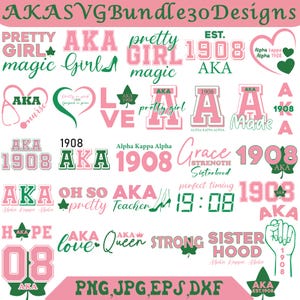 Paquete SVG de AKA, Alpha Kappa Alpha PNG, SVG de letra AKA, SVG de Rush, SVG griego, SVG de hermandad AKA, SVG de 1908, Archivos de hermandad, Descarga instantánea