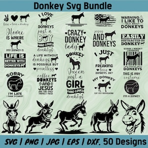 ESEL SVG PNG Bundle, lustige Esel Kunst, Esel späht Kunst, Bauernhof Tiere, Cut File, Clipart, Esel trägt Sonnenbrillen svg digitaler Download