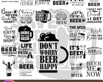 Paquete de archivos SVG de cerveza, SVG divertidos de alcohol, SVG de posavasos sarcásticos, SVG para amantes de la cerveza, frases sobre cerveza, SVG de vaso de cerveza, SVG de jarra de cerveza, SVG de "Salud" para Cricut