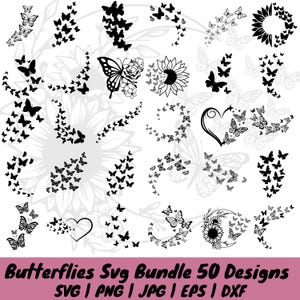 Fliegende Schmetterlinge Svg Bundle, Schmetterling Png, Schmetterling zwart, Layered svg,Design-Layout, Schmetterlingsschwarm svg, Cut Files for Cricut, Silhouette