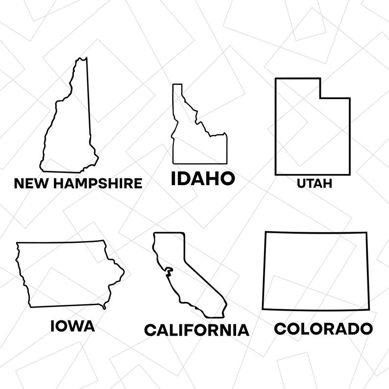 State Cutouts United State Map Outline Shapes, United States of America Map, Perfect ...