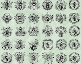 Pszczoła SVG Png Bundle, Pszczoła Png, Plaster miodu SVG, Pszczoła Miodna SVG, Miód SVG, Królowa Pszczół SVG, Clipart Pszczoły, Pobieranie Cyfrowe, Do Cricut, Sylwetka