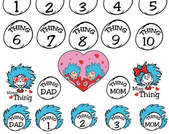 Thing 1 Thing 2 SVG Bundle: Matching Shirt Designs (Digital Download)